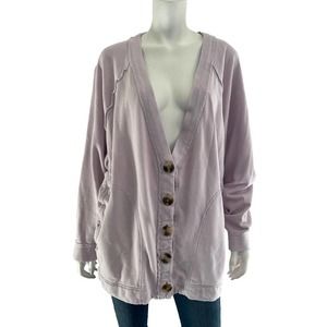 Free People Lavender Button-Up Cardigan